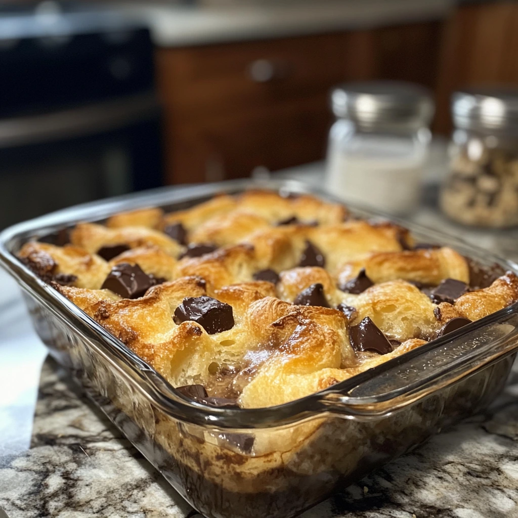 Chocolate Croissant Bread Pudding