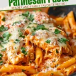 One-Pot Chicken Parmesan Pasta! A perfect blend of crispy chicken, gooey mozzarella, and savory marinara sauce