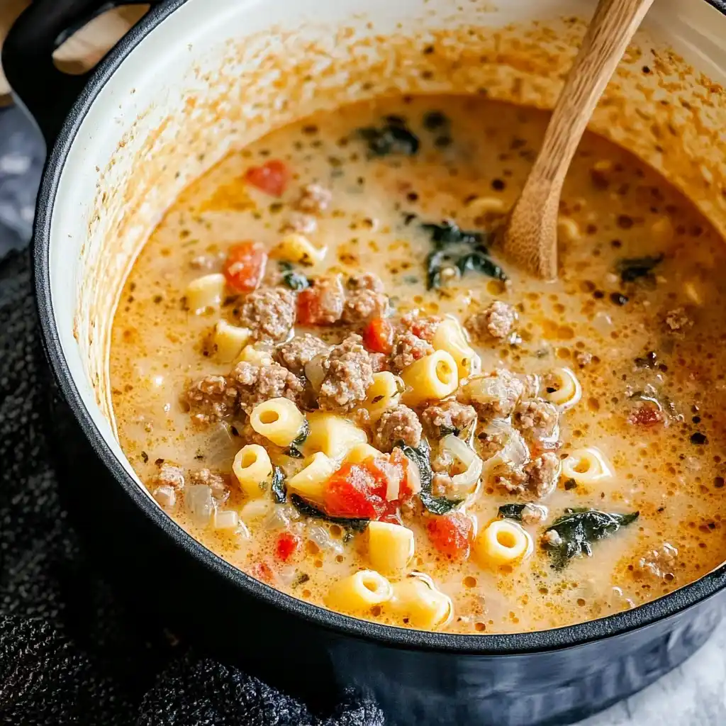 easy creamy Italian Sausage Ditalini Soup recipe