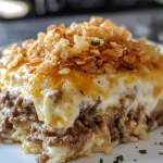 French Onion Ground Beef and Rice Casserole