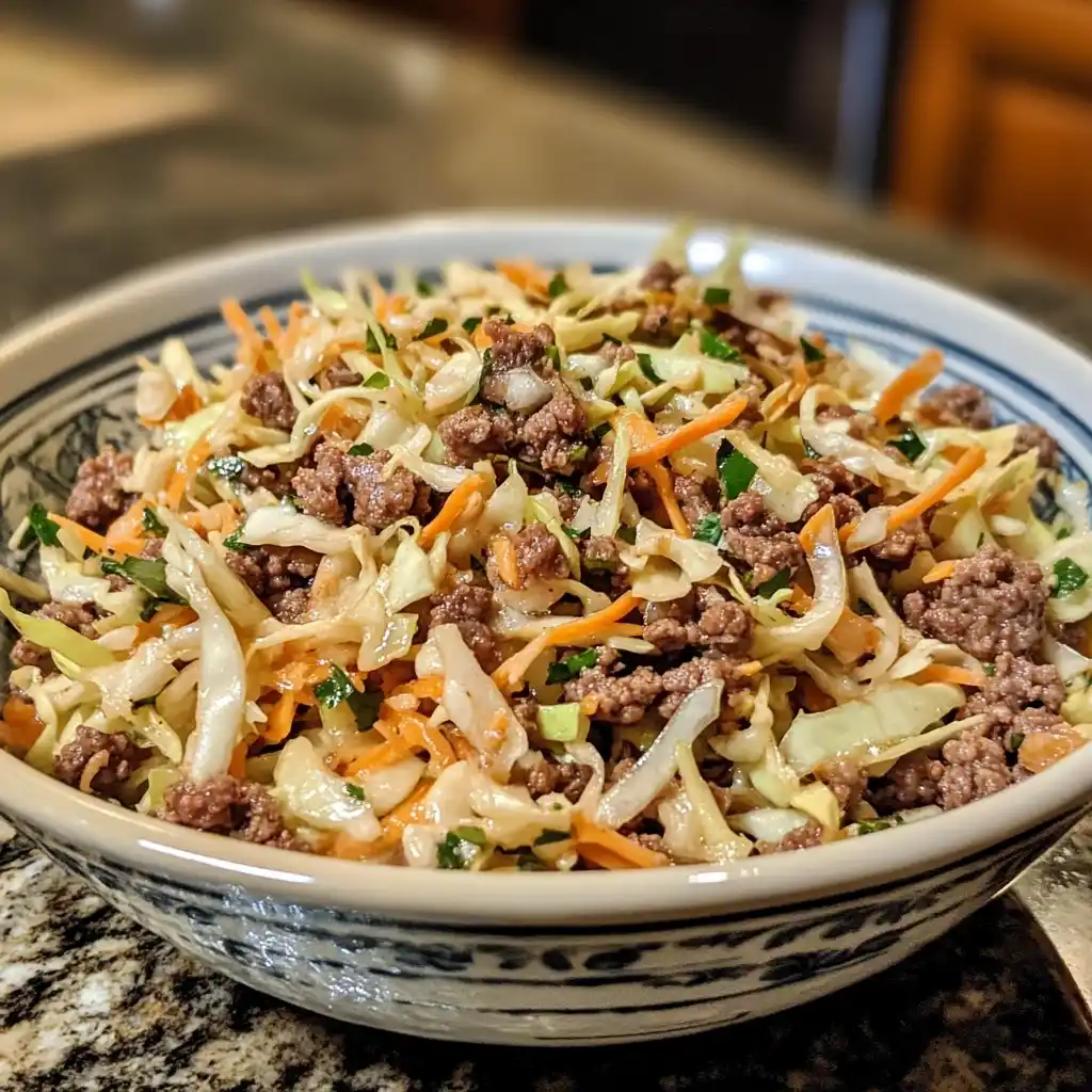the best Low Carb Crack Slaw with ground beef