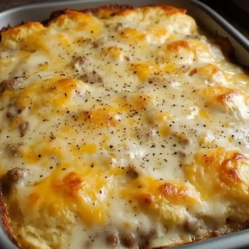 EASY Biscuits and Gravy Casserole RECIPE