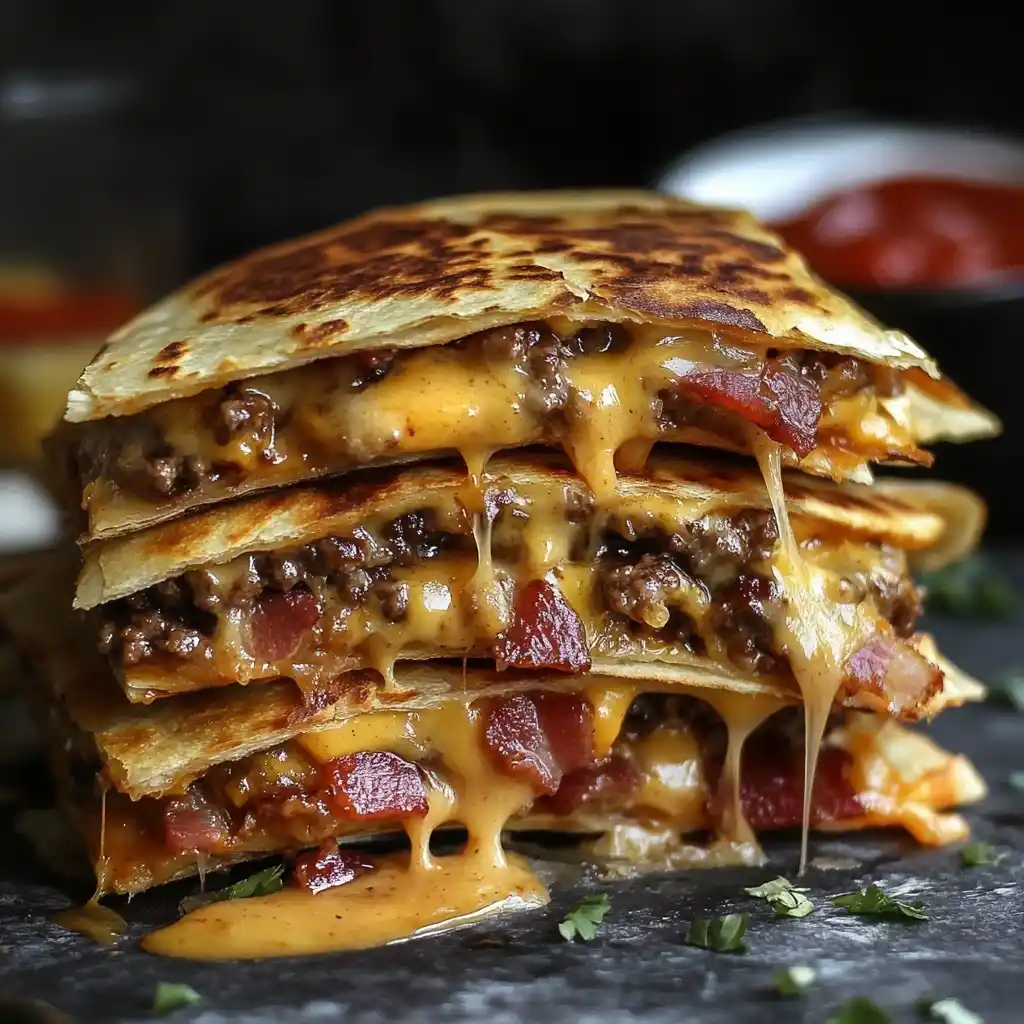 Maple Bacon Cheeseburger Bomb Quesadillas