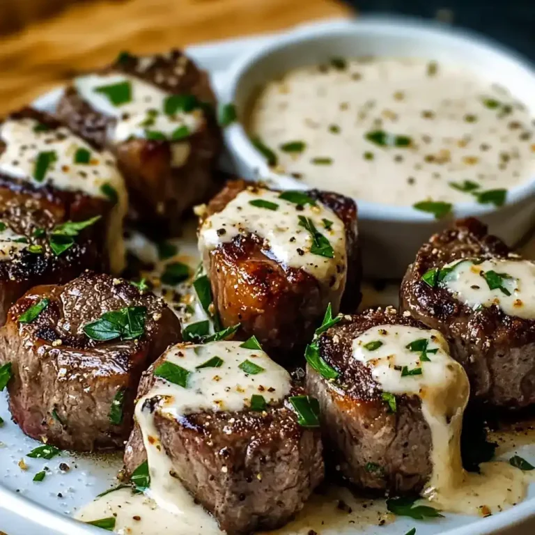 Garlic Butter Steak Bites with Parmesan Cream Sauce