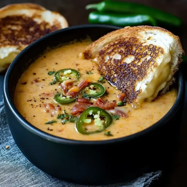 Spicy Jalapeño Popper Soup with Grilled Cheese Dippers