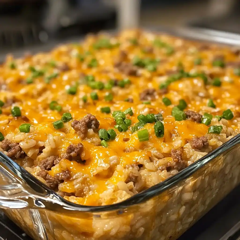 Cheesy Ground Beef and Rice Casserole