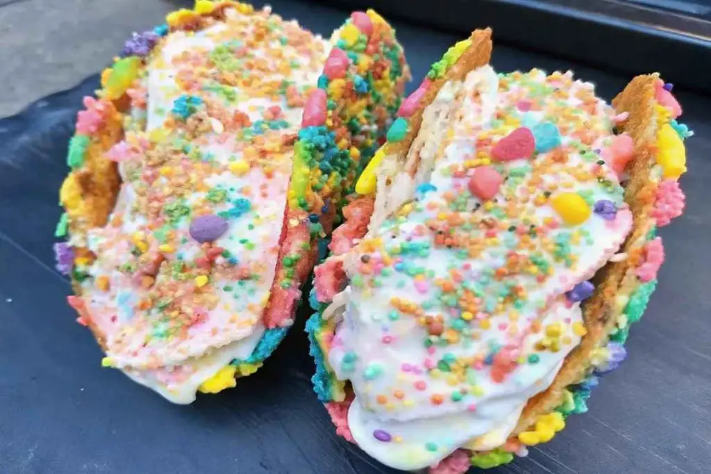 Fruity Pebbles Cheesecake Tacos