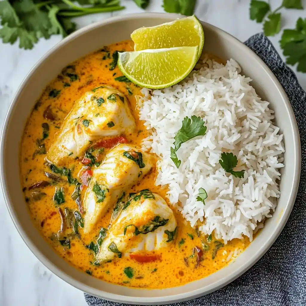 Coconut Lime Fish Curry with Jasmine Rice recipe