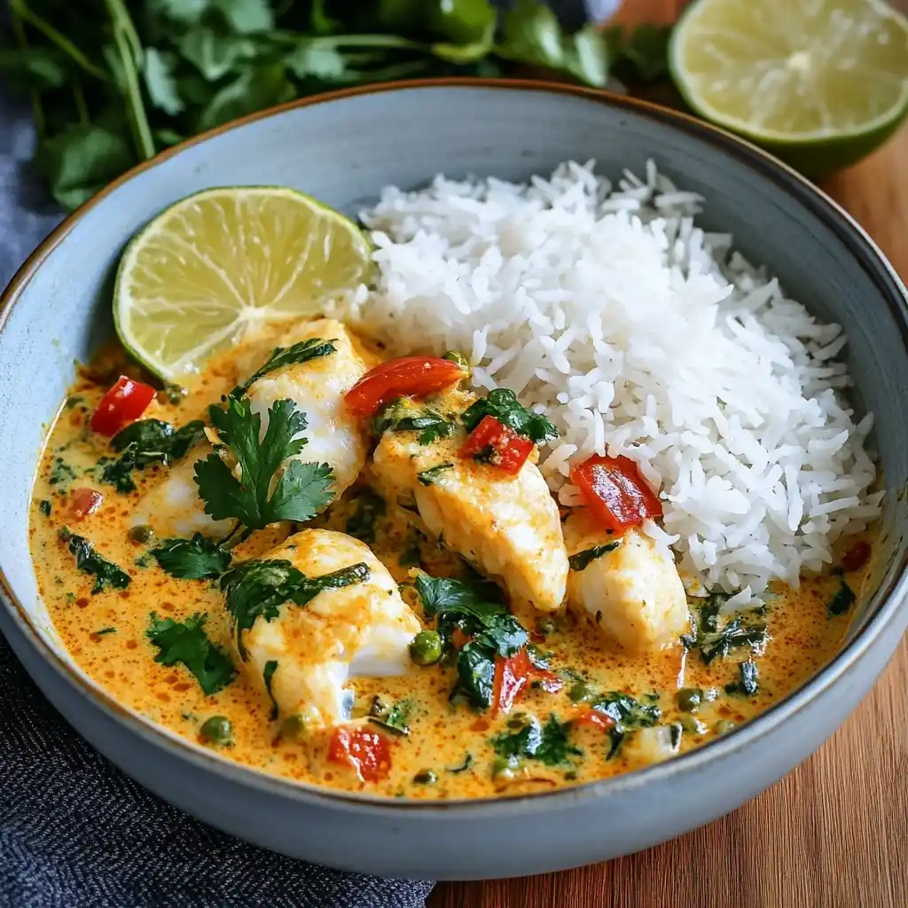 Coconut Lime Fish Curry with Jasmine Rice
