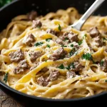 One-Pot Creamy Beef and Garlic Butter Pasta