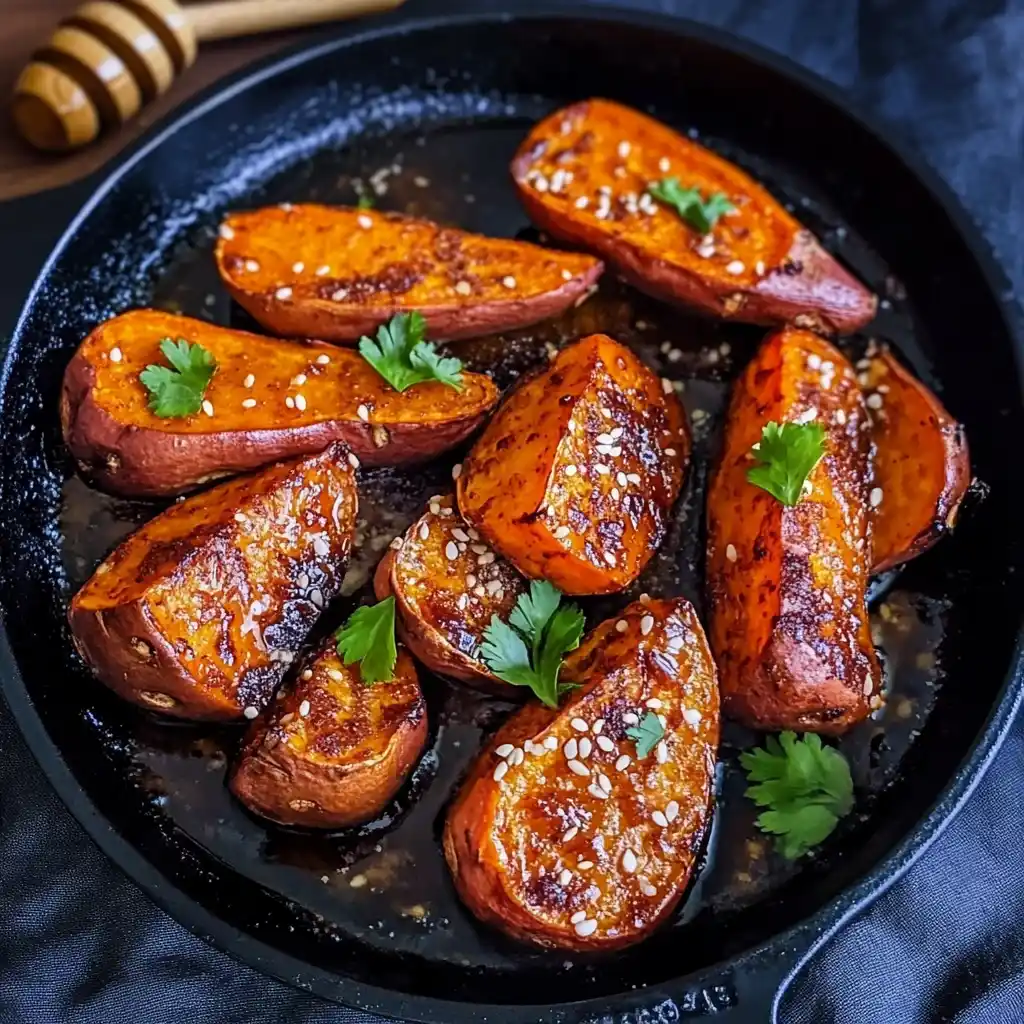 easy Honey Cinnamon Roasted Sweet Potatoes recipe