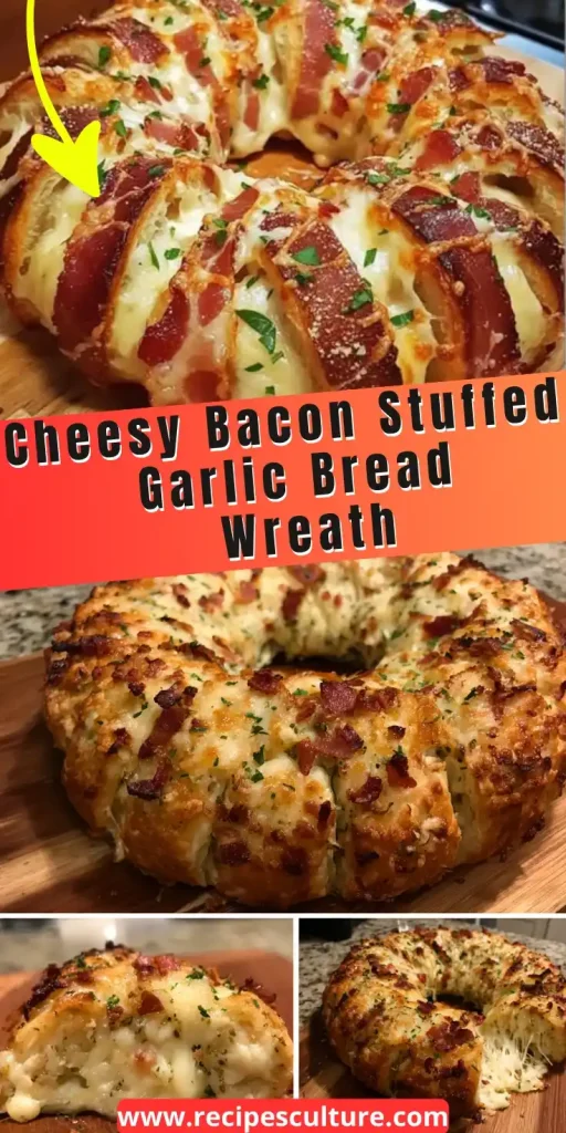 Cheesy Bacon Stuffed Garlic Bread Wreath
