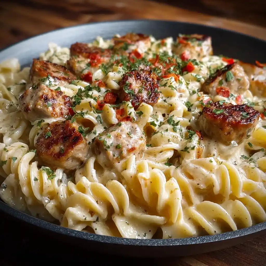 easy Creamy Pepper Jack Chicken & Sausage Pasta recipe