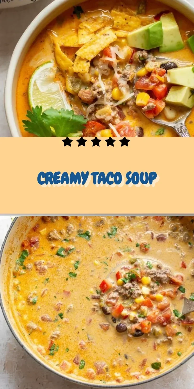 Bowl of creamy taco soup garnished with cheese and cilantro