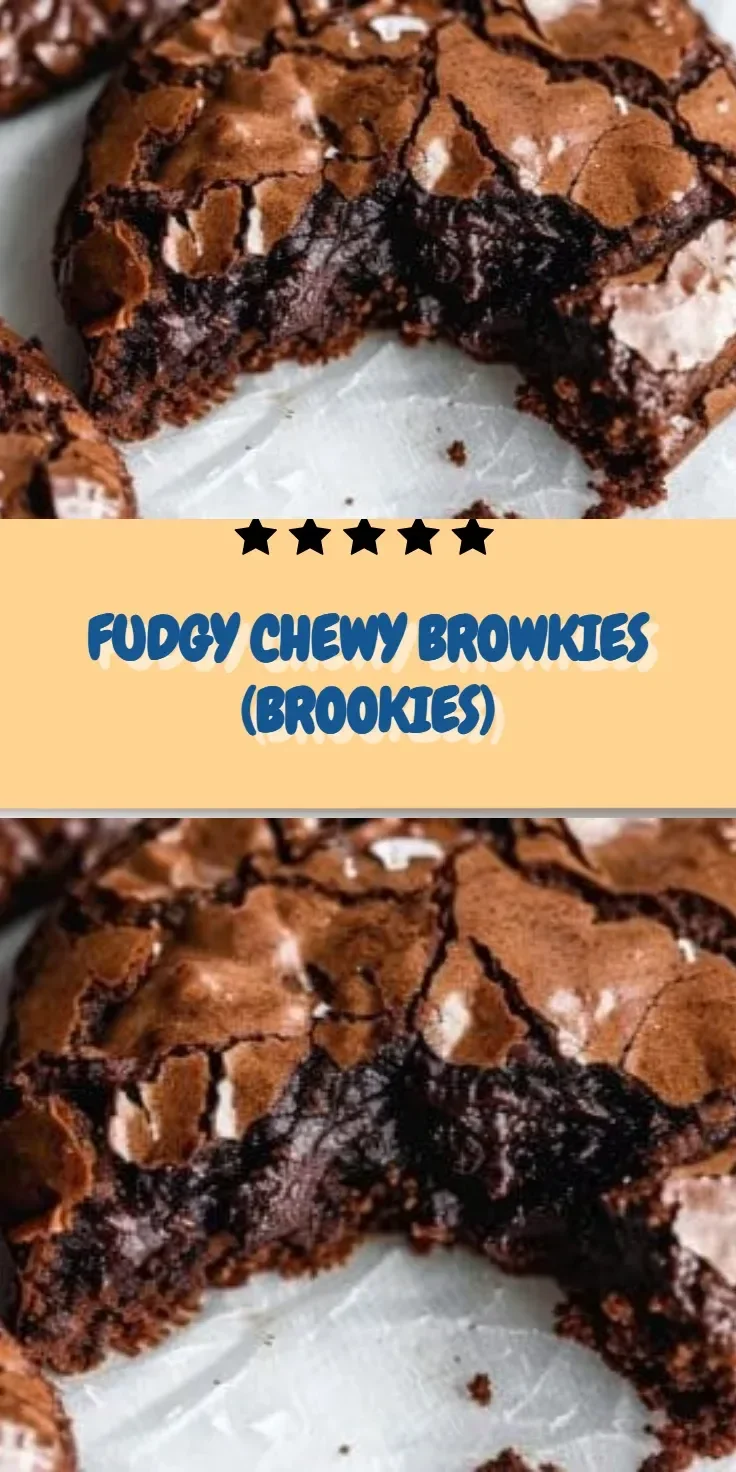 Fudgy chewy browkies, a delicious mix of brownies and cookies.