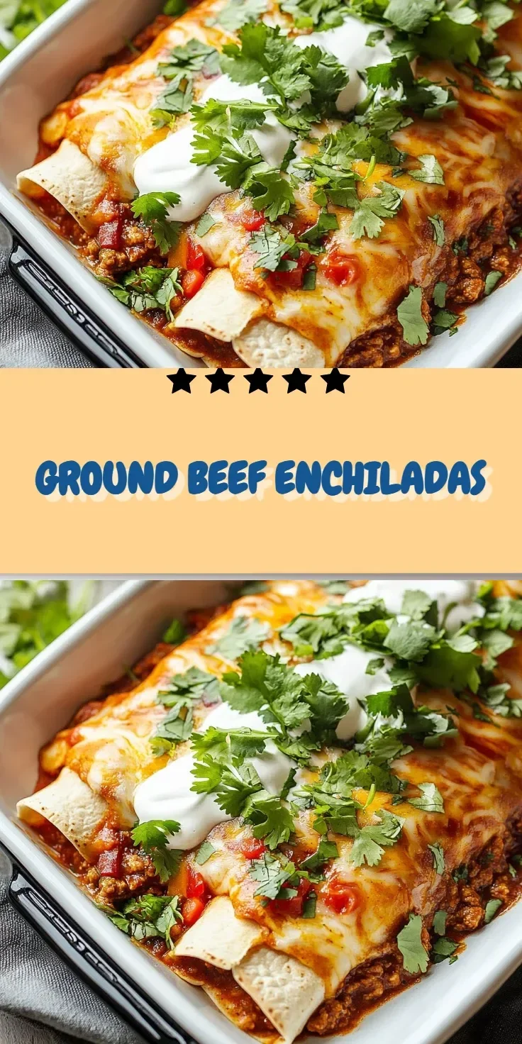 Delicious ground beef enchiladas served with cheese and sauce