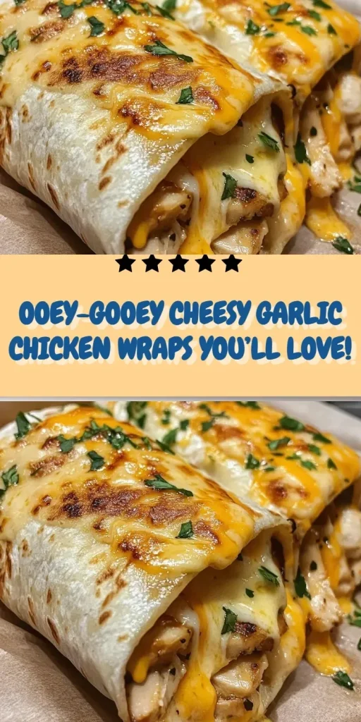 Delicious cheesy garlic chicken wraps served on a plate