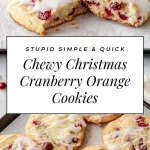 Chewy Christmas cranberry orange cookies with festive decorations