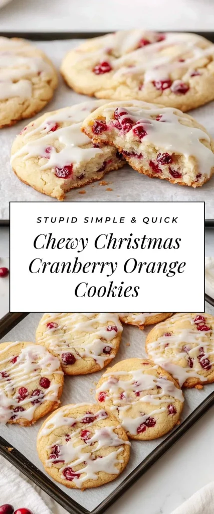 Chewy Christmas cranberry orange cookies with festive decorations