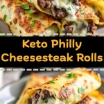 Keto Philly Cheesesteak Rolls served with bell peppers and cheese