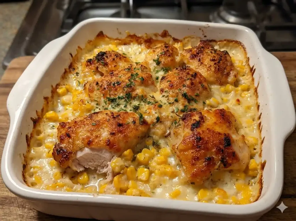Creamy Baked Chicken and Corn Casserole